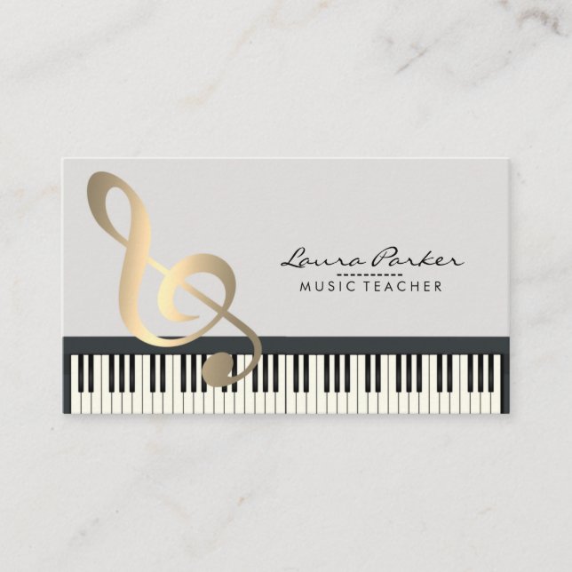 Music Teacher Piano Keyboard Musician Pianist Business Card (Front)