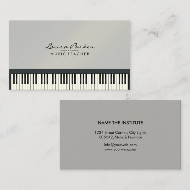Music Teacher Piano Keyboard Musician Pianist Business Card (Front/Back)
