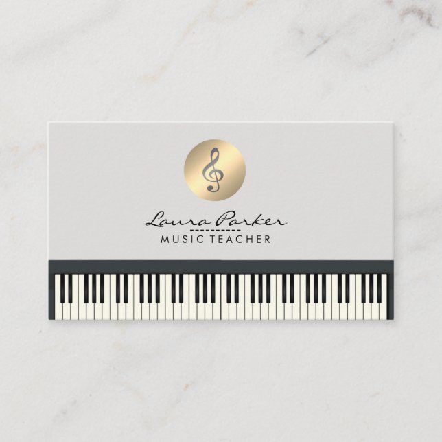 Music Teacher Piano Keyboard Musician Pianist Business Card (Front)