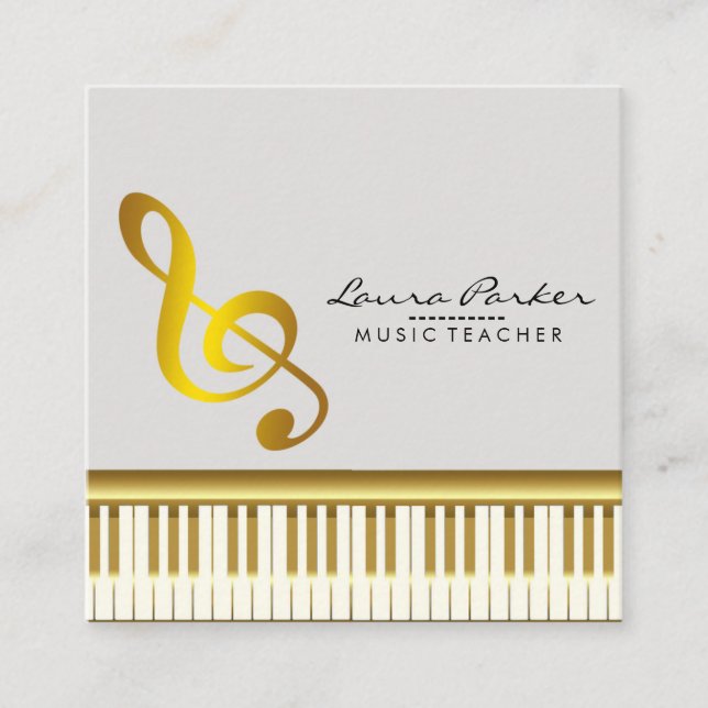Music Teacher Piano Keyboard Musician Pianist Square Business Card (Front)