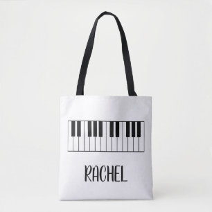 Music Teacher Piano Keyboard Personalised Name Tote Bag