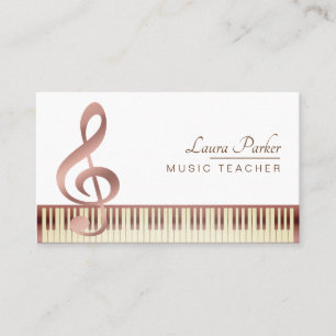Music Teacher Piano Keyboard Vintage Gold Business Card