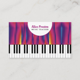 Music Teacher Piano Keys Colourful Business Card