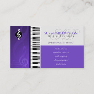 Music Teacher Piano Keys Purple Business Card