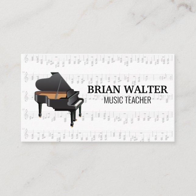Music Teacher | Piano Logo | Pianist Business Card (Front)
