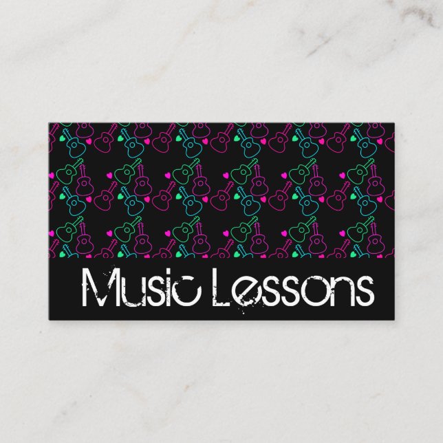 Music Teacher Piano Night Club DJ Guitar Business Card (Front)