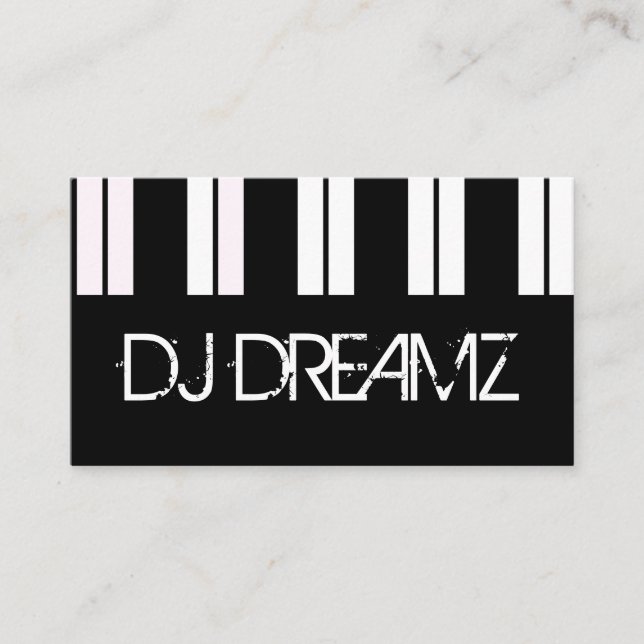 Music Teacher Piano Night Club DJ Professional Business Card (Front)