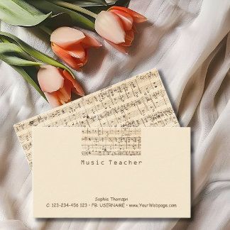Music teacher private lessons business card