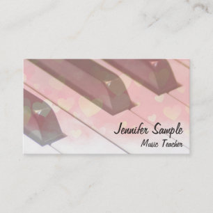 Music Teacher Professional Elegant Piano Keyboard Business Card