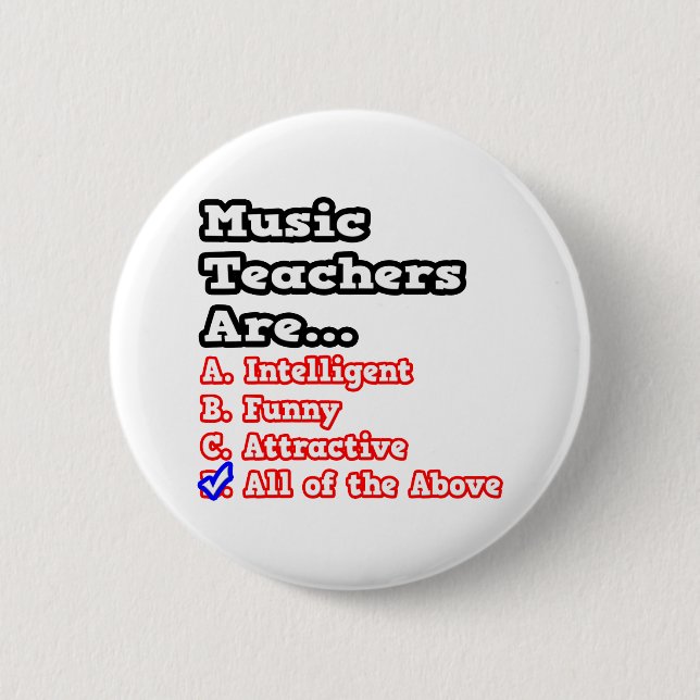 Music Teacher Quiz...Joke 6 Cm Round Badge (Front)