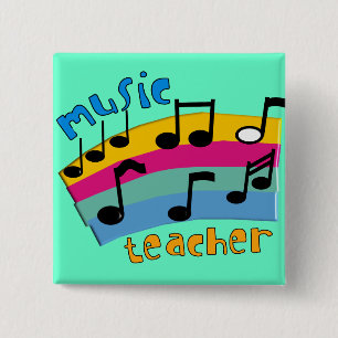 Music Teacher Rainbow Notes Gifts 15 Cm Square Badge