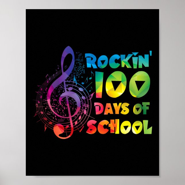 Music Teacher -rockin 100 Days Of School Music Key Poster (Front)