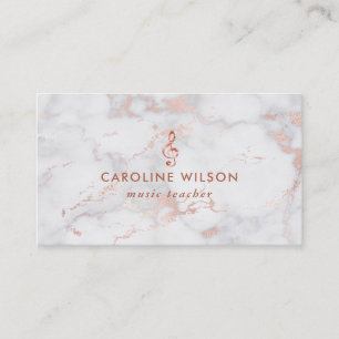 music teacher rose gold clef on pink marble business card