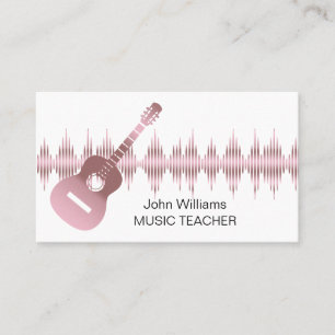 Music Teacher Rose Gold Guitar Musician  Elegant   Business Card