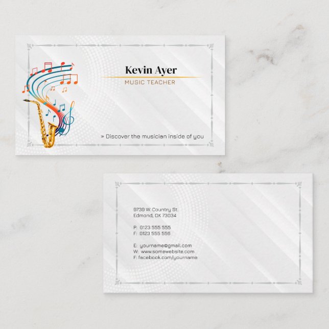 Music Teacher | Saxophone Business Card (Front/Back)