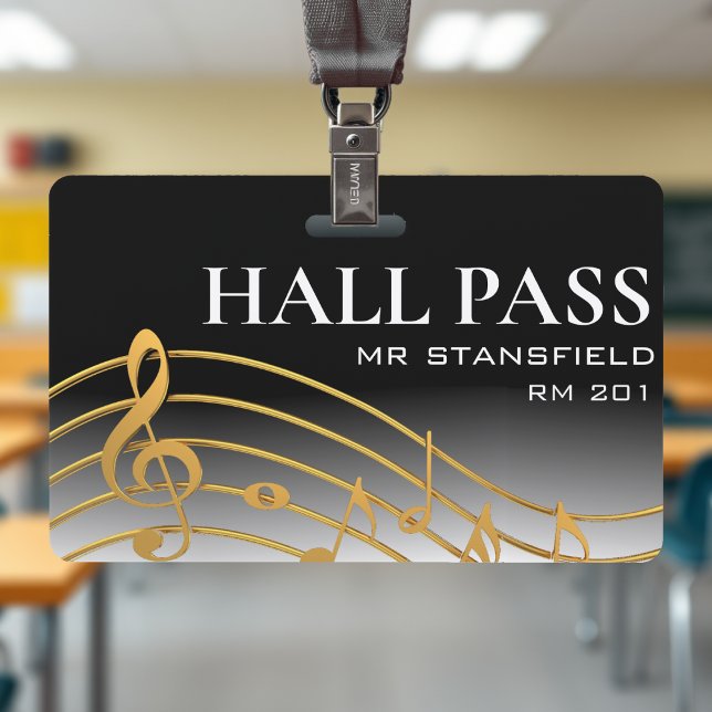 Music Teacher School Classroom Hall Pass ID Badge (Music Teacher School Classroom Hall Pass Badge
)
