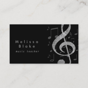 music teacher silver grey treble business card