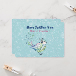 Music Teacher Singing Bird Christmas Card