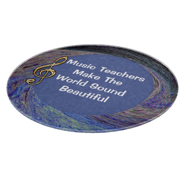 Music Teacher Thank You Blue Spiral Appreciation Cutting Board (Corner)
