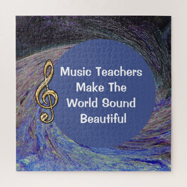 Music Teacher Thank You Blue Spiral Appreciation Jigsaw Puzzle (Vertical)