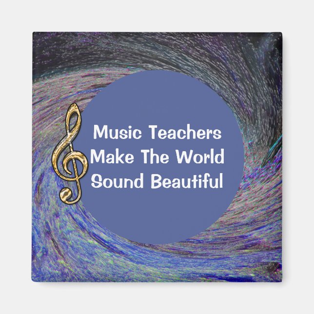 Music Teacher Thank You Blue Spiral Swirl School Magnet (Front)