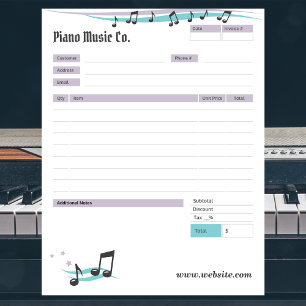 Music Teacher Theme Order Form/Invoice Notepad