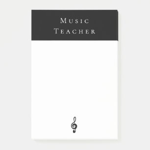 Music Teacher Treble Clef Black White Post-it Notes