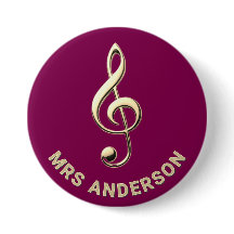 Music Teacher Treble Clef Burgundy ID Badge