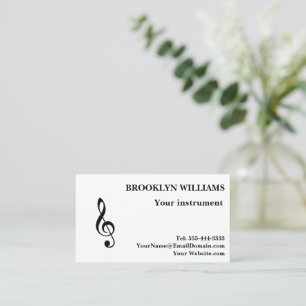 Music Teacher Treble Clef Clean Editable Name Business Card