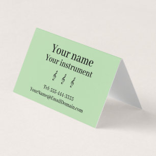 Music Teacher Treble Clef Green Minimal Editable Business Card
