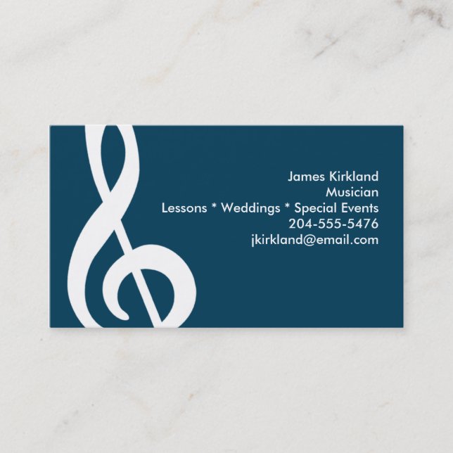Music Teacher Treble Clef Studio Musician Business Card (Front)