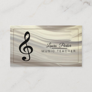 Music Teacher Treble Note Watercolor Sound Waves Business Card