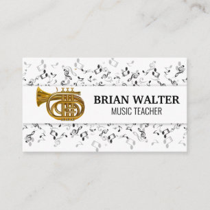 Music Teacher Trumpet Horn Sound Notes Business Card