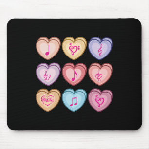 Music Teacher Valentine's Day Candy Heart Musical Mouse Mat