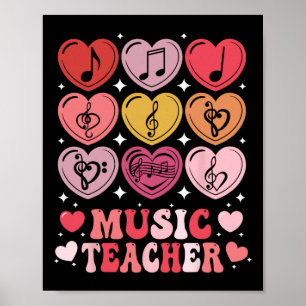 Music Teacher Valentine's Day Musical Notes Hearts Poster