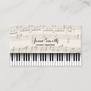 Music Teacher Vintage Piano Keys Business Card