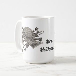 Music Teacher Vintage Sketch Instruments Thank You Coffee Mug