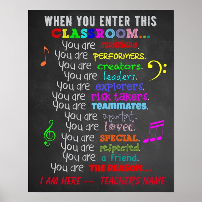 Music Teacher -When You Enter This Classroom Rules Poster (Front)