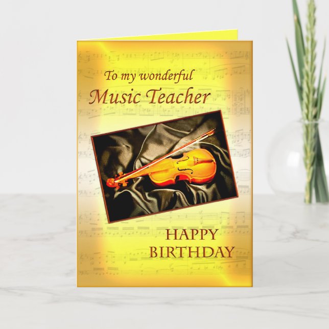 Music Teacherl birthday card with a violin (Front)