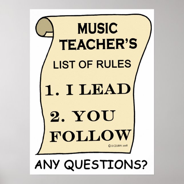 Music Teachers List Of Rules Poster (Front)