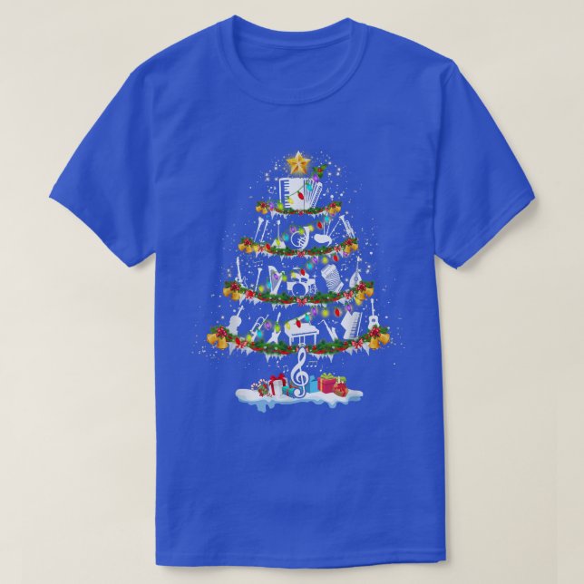 Music Teachers Musical Instrument Christmas Tree M T-Shirt (Design Front)