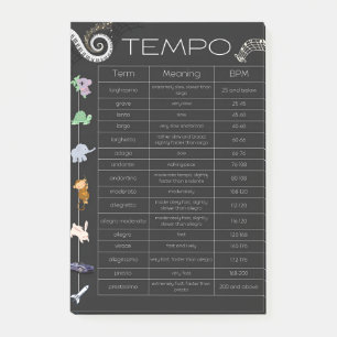 Music Tempo Chart post-it notes