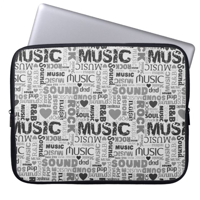 Music Text Background Laptop Sleeve (Front)