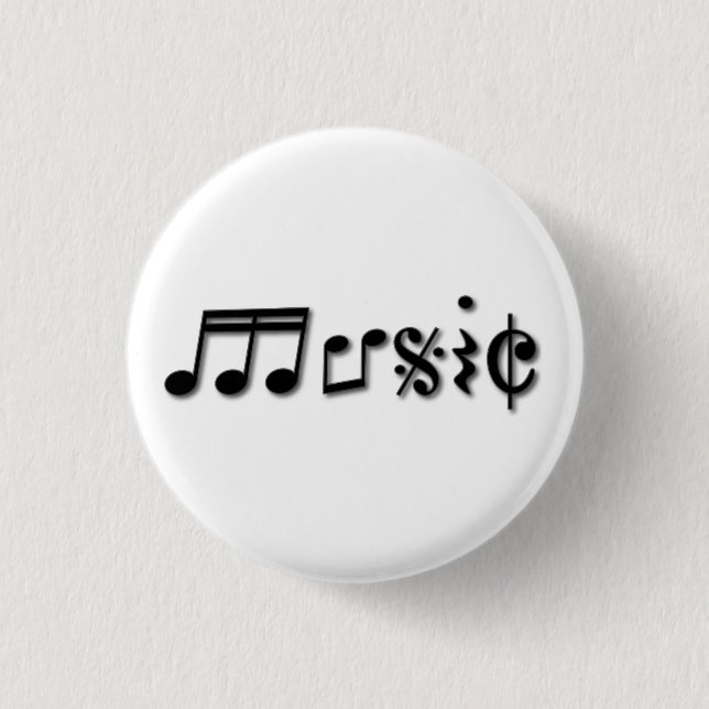 Music Text Design 3 Cm Round Badge (Front)