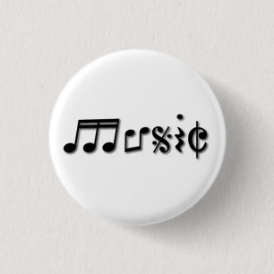 Music Text Design 3 Cm Round Badge