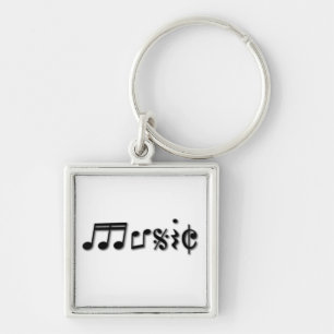 Music Text Design Key Ring