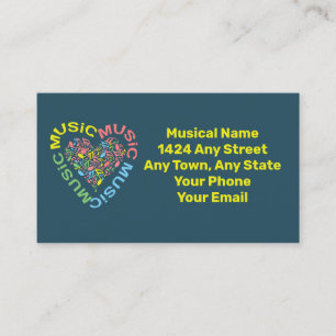 Music Text Heart Notes  Business Card