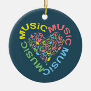 Music Text Heart Notes Ceramic Tree Decoration