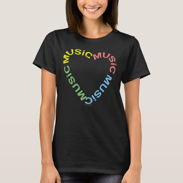 Music Text Heart T-Shirt (Front)