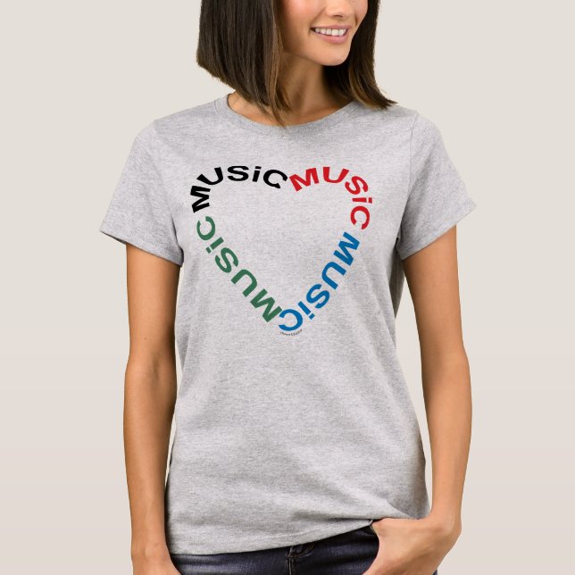 Music Text Heart T-Shirt (Front)